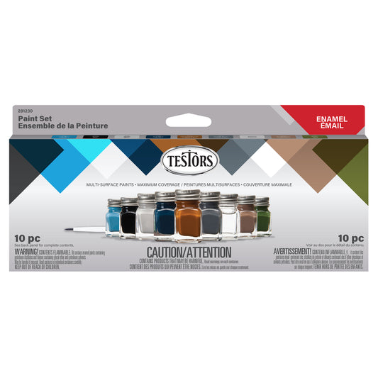 Testors Military Assorted Solvent-Based Paint Set Exterior and Interior 0.25 oz (Pack of 6)