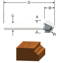 Vermont American 1/2 in. D X 1/2 in. X 1-7/8 in. L Carbide Tipped 2-Flute Classical Router Bit