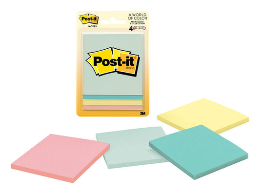Post-It 3 in. W X 3 in. L Assorted Sticky Notes 4 pad
