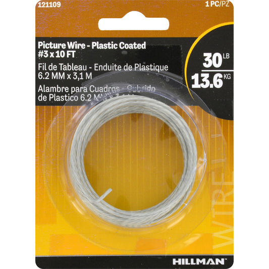 Hillman Plastic Coated Silver Picture Wire 30 lb. 1 pk (Pack of 10)