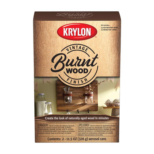 Krylon Vintage Finish Burnt Wood Paint Kit 11.5 oz (Pack of 2).