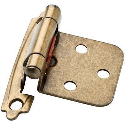 Overlay Cabinet Hinges, Self-Close, Antique Brass, 2-Pk.