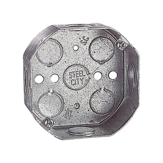 Steel City 15.8 cu in Octagon Steel Electrical Ceiling Box Silver