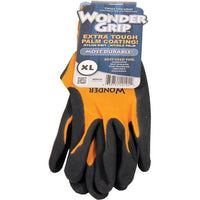 Work Gloves, Double-Coated Nitrile Palm, Orange Nylon, XL