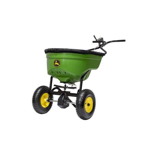 Esparcidor de césped John Deere de 12 pies de ancho con empuje para fertilizantes, derretimiento de hielo y semillas, 130 lb