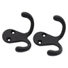 National Hardware Medium Matte Black Metal 1.76 in. L Double Hook 35 lb 2 pk