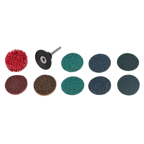 Kit de discos de lijado de óxido de aluminio Milwaukee de montaje central, 6 in., granos variados, paquete de 10