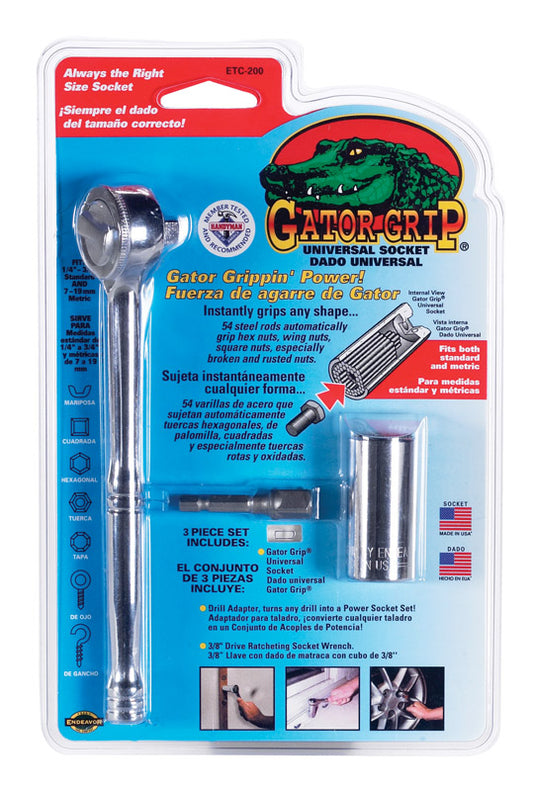 Gator Grip 3/8 in. X 3/8 in. drive Metric and SAE 6 Point Socket 3 pc