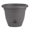 Bloem Lucca Charcoal Gray Resin UV-Resistant Round Self-Watering Planter 10.8 H x 13 Dia. in.