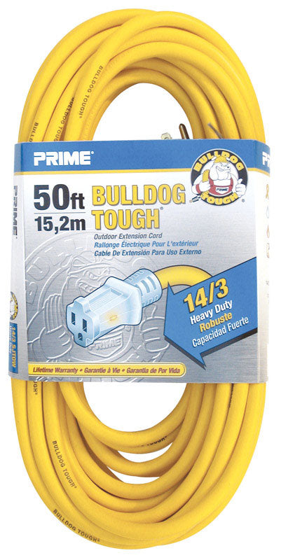 Prime Bulldog Tough Outdoor 50 ft. L Yellow Extension Cord 14/3 SJTOW