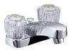 LDR Chrome Low Arc 2-Handle Acrylic Knob Lavatory Faucet 4 in.