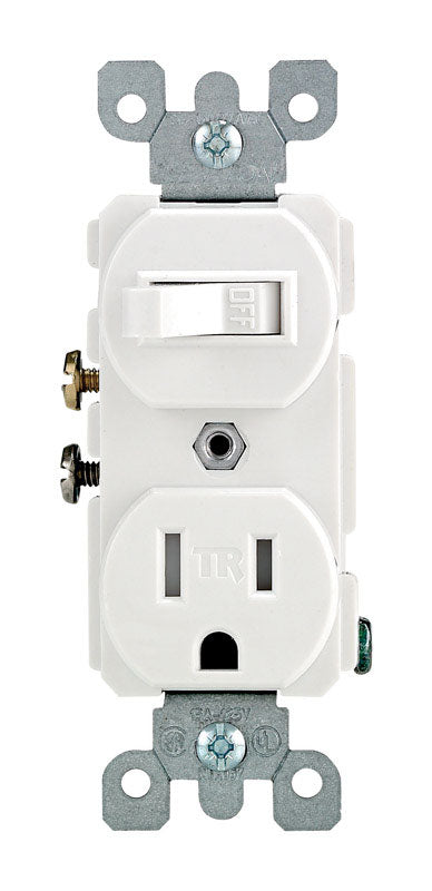 Leviton 15 amps 125 V Duplex White Combination Switch/Outlet 5-15R 1 pk