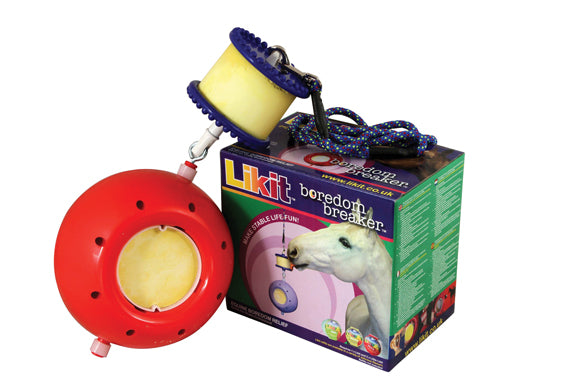 Likit Boredom Breaker Interactive Equine Treat Toy with Hanging Rope Red