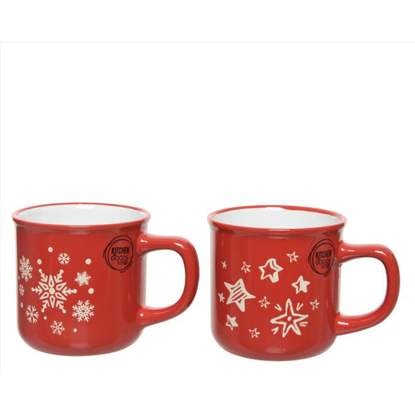 Taza decorativa navideña para interiores de KitchenGoods, color rojo y blanco, de 3,4 pulgadas (paquete de 12)