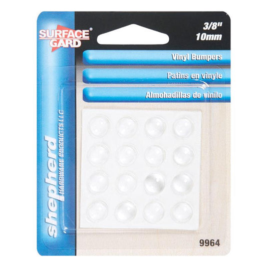 Shepherd Vinyl Self Adhesive Protective Pads Clear Round 3/8 in. W 16 pk (Pack of 12)