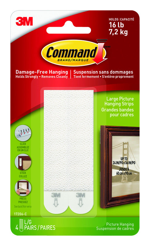3M Command White Large Picture Hanging Strips 16 lb 8 pk