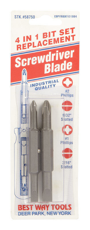 Best Way Tools Phillips/Slotted 1/4 X 2-3/4 in. L Double-Ended Screwdriver Bit Carbon Steel 2 pc