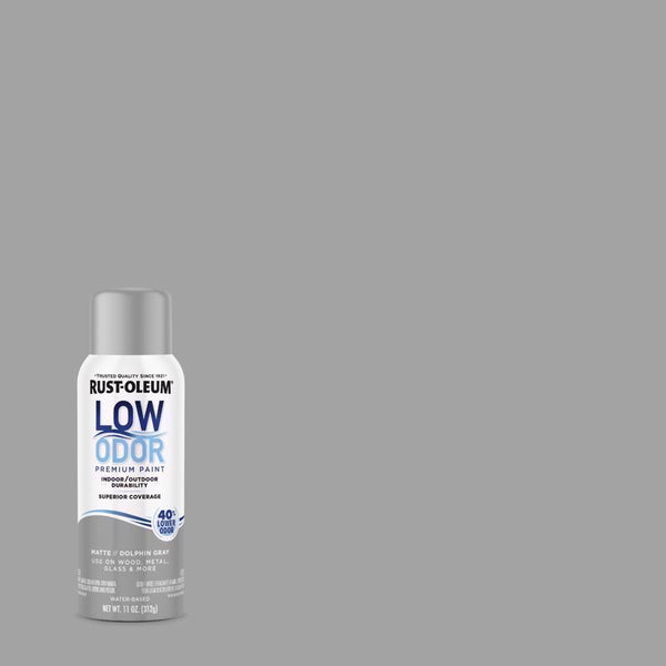Pintura en aerosol Rust-Oleum mate de bajo olor, color gris Dolphin, 11 oz