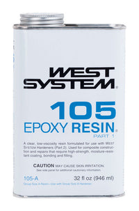 West System 105 Resin Extra Strength Epoxy Clear Epoxy Resin 32 oz (Pack of 4)