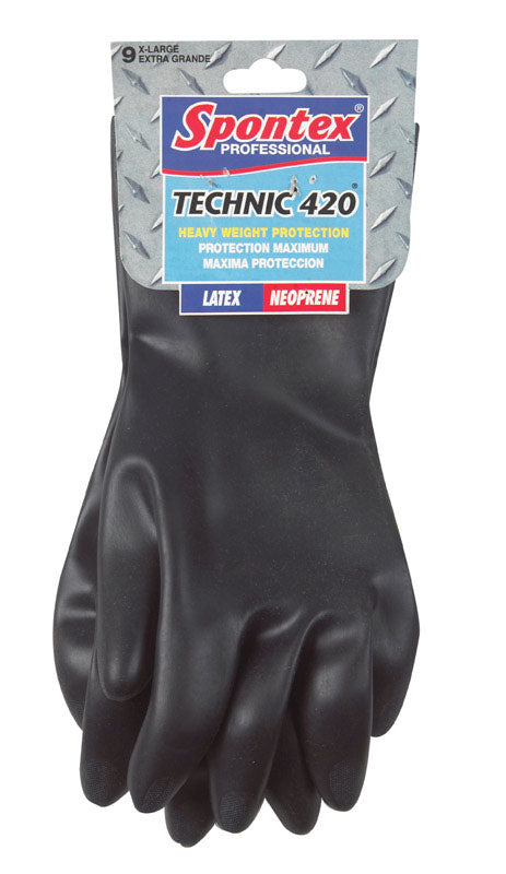 Spontex Technic 420 Latex/Neoprene Gloves XL Black 1 pk