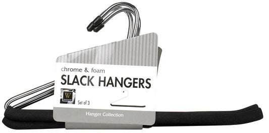 Whitmor 13-5/16 in. H X 1/2 in. W X 14-2/5 in. L Steel Black/Silver Slack Hanger 3 pk