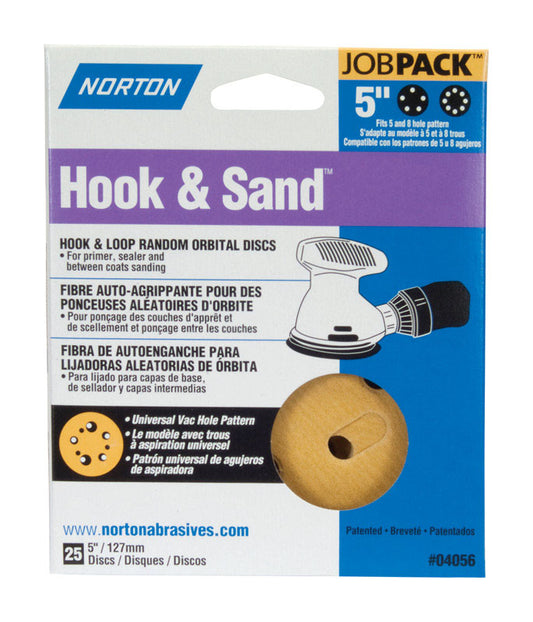 Norton Hook & Sand 5 in. Aluminum Oxide Hook and Loop A290 Sanding Disc 180 Grit Fine 25 pk