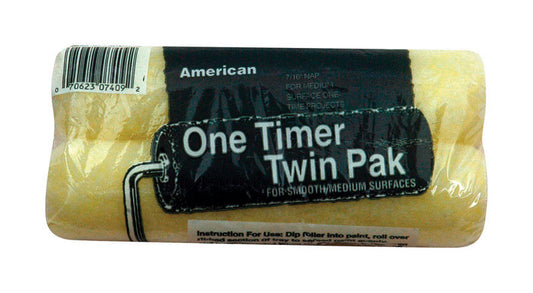 Linzer  One Timer  Polyester  9 in. W x 3/8 in.  Paint Roller Cover  2 pk