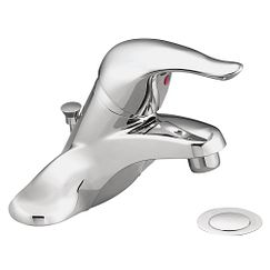 Chrome one-handle low arc bathroom faucet