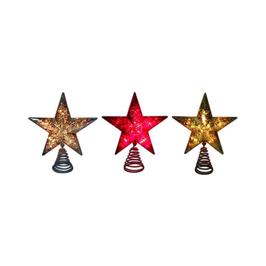 Celebrations Christmas Star Tree Topper Assorted Plastic 8.5 inch 1 pk (Pack of 6)
