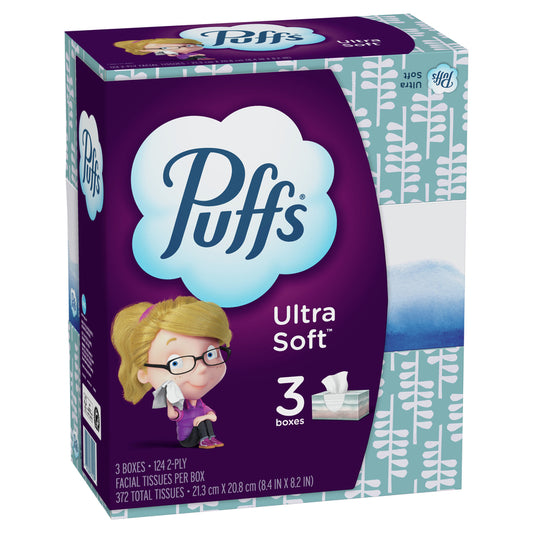 Puffs Ultra Soft 124 ct Facial Tissue (Pack of 8)