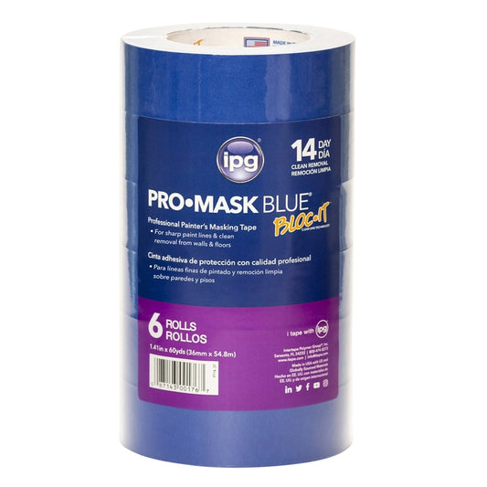 Intertape Polymer Group 99489 1.41 X 60 Yards Blue Painters Tape With Bloc-It Technology 6 Count