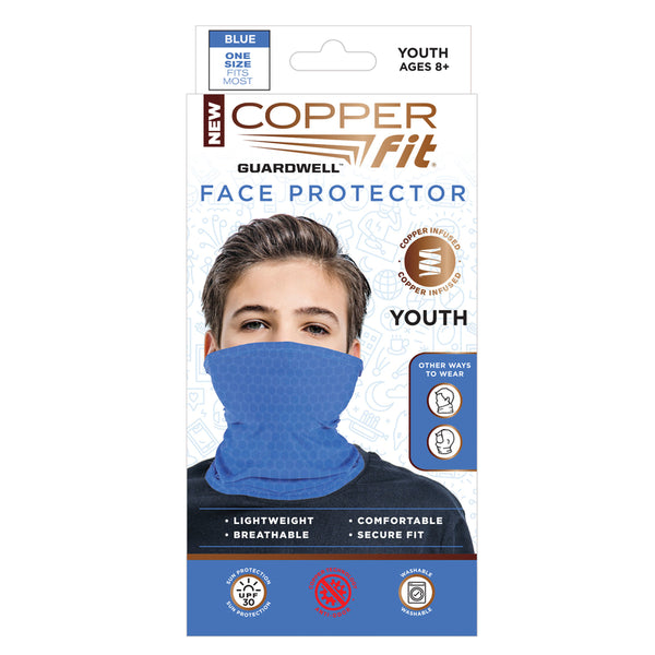Protector facial azul juvenil Copper Fit, 1 paquete - Oferta de la semana