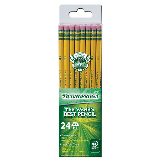 Ticonderoga Black Pencil/Pen Grip 24 pk