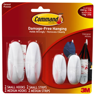 3M Command Small And Medium Plastic Hook 3-1/8 In. L 4 Pk