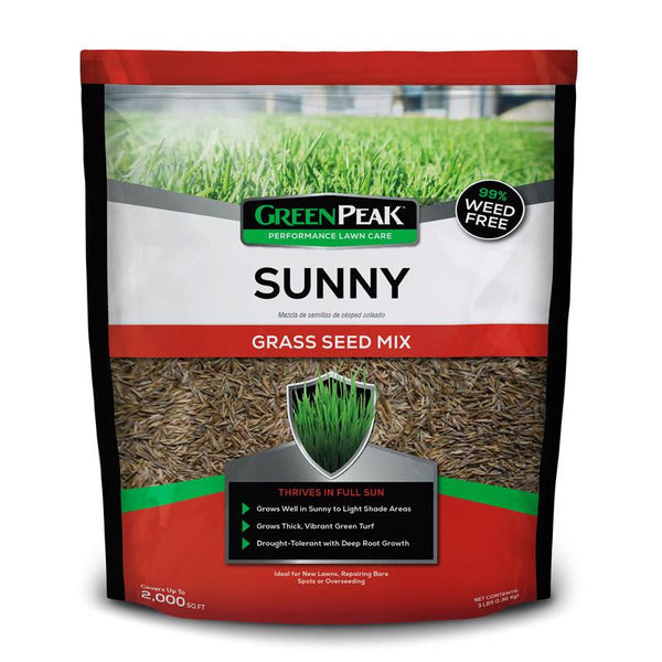 Semillas de césped GreenPeak mixtas para pleno sol/sombra ligera, 3 lb