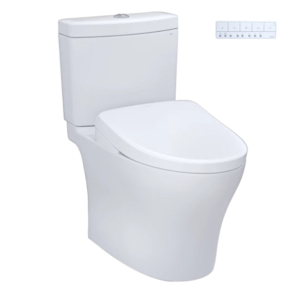 TOTO® WASHLET®+ Aquia® IV Two-Piece Elongated Dual Flush 1.28 and 0.9 GPF Toilet with S7 Contemporary Bidet Seat, Cotton White - MW4464726CEMFGN#01