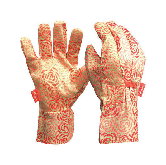 Digz Women's Indoor/Outdoor Canvas Dotted Gardening Gloves Red/White M 1 pair