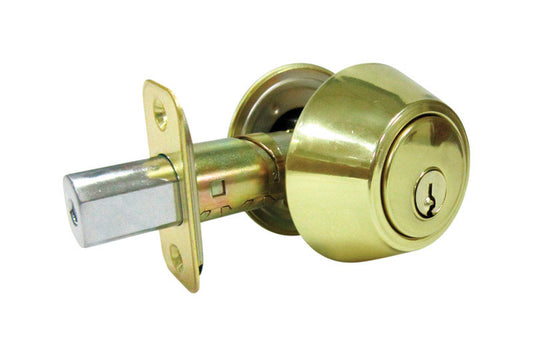 Faultless Polished Brass Double Cylinder Lock 1-3/4 in in.