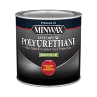 Minwax Warm Ultra Flat Clear Oil-Based Fast-Drying Polyurethane 0.5 pt -Pack of 4
