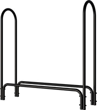Panacea Black Steel Firewood Log Rack with Weather Resistant Cover Indoor Outdoor Use 4 ft
