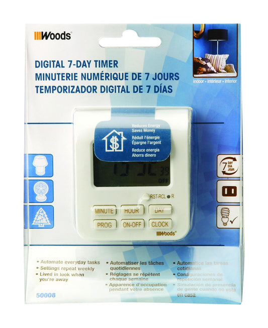 Woods Indoor Digital Timer 125 V White