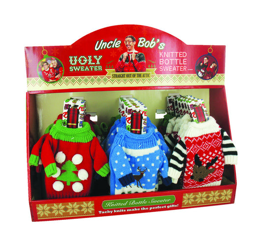 Uncle Bob's Ugly Christmas Bottle Sweater Polyester 24 pk (Pack of 24)