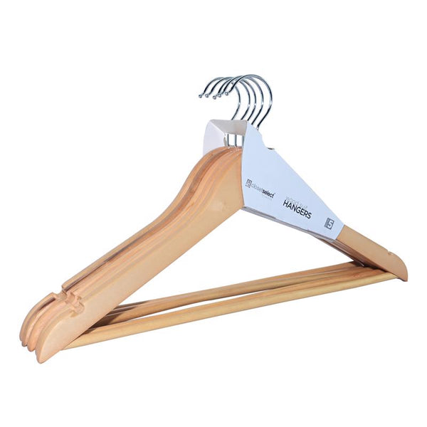 Perchas de madera marrones para trajes ClosetSelect, paquete de 5 (paquete de 6)