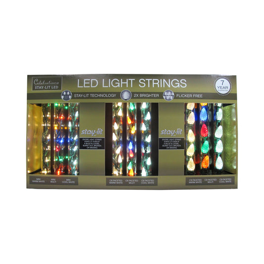 Celebrations Stay-Lit LED Mini Multicolored String Christmas Lights