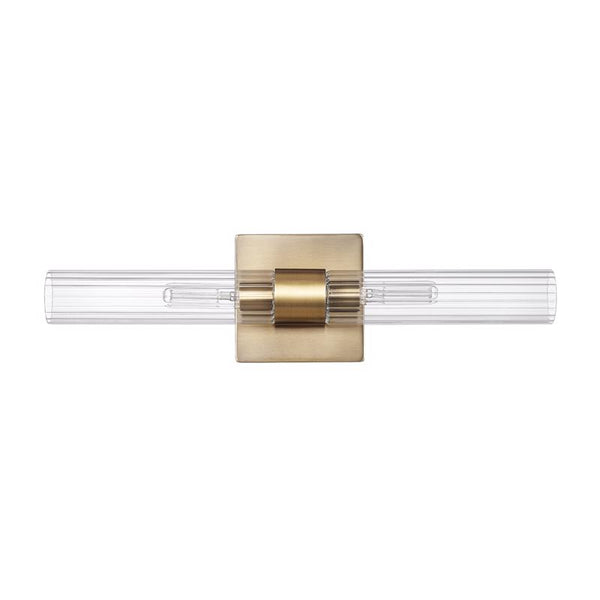 Lámpara de tocador de pared Globe Electric de bronce latón cepillado, 2 luces LED