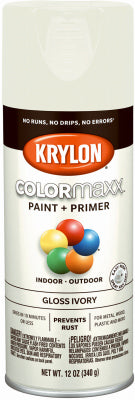 Krylon ColorMaxx Gloss Ivory Paint + Primer Spray Paint 12 oz (Pack of 6)