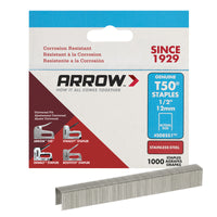 Arrow Fastener 1/2 in. L x 3/8 in. W Stainless Steel Flat Crown Heavy Duty Staples 18 Ga. 10 (Pack of 5)