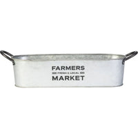 Panacea Rustic Farmhouse Oval Galvanized Steel Planter 16 in Metal Herb and Flower Pot with Side Handles