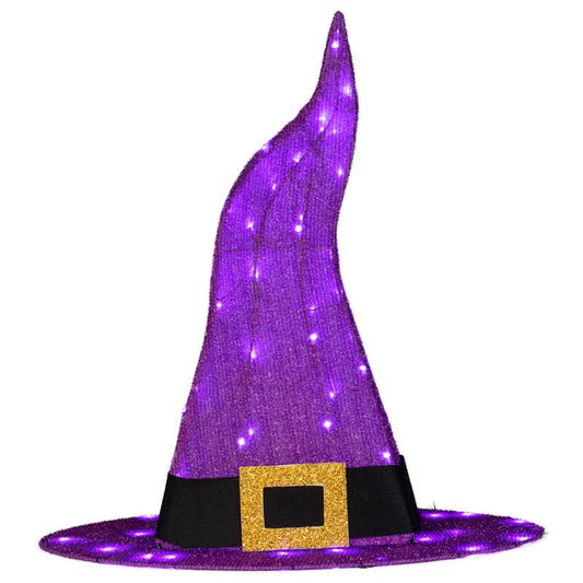 Gemmy Purple 50 ct 30 in. LED Prelit Witch Hat Yard Decor