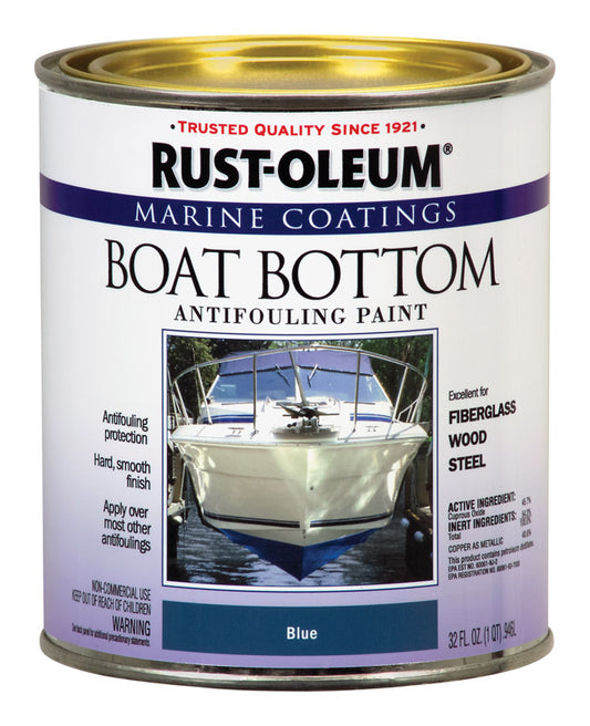 Rust-Oleum Marine Coatings Outdoor Flat Blue Epoxy Antifouling Paint 1 qt